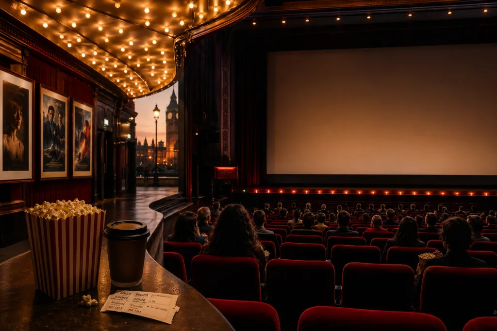 Cinema audience watching the best movies of 2025 in a stylish British screening setting