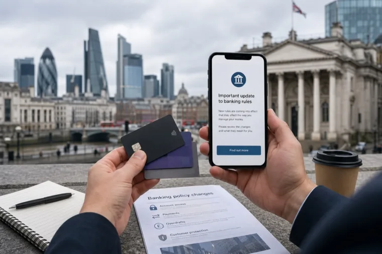 Lloyds HSBC NatWest rule changes update shown with a banking notice on a smartphone in a UK financial setting